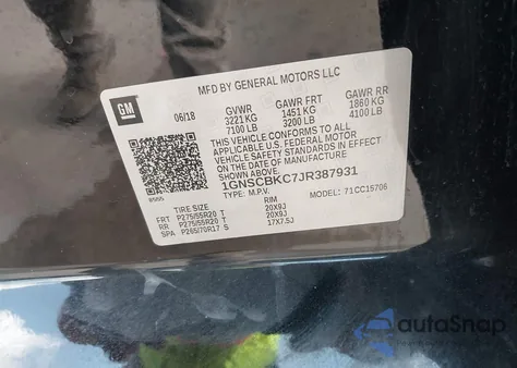 2018 Chevrolet Tahoe Lt из США, поврежденный, VIN 1GNSCBKC7JR387931